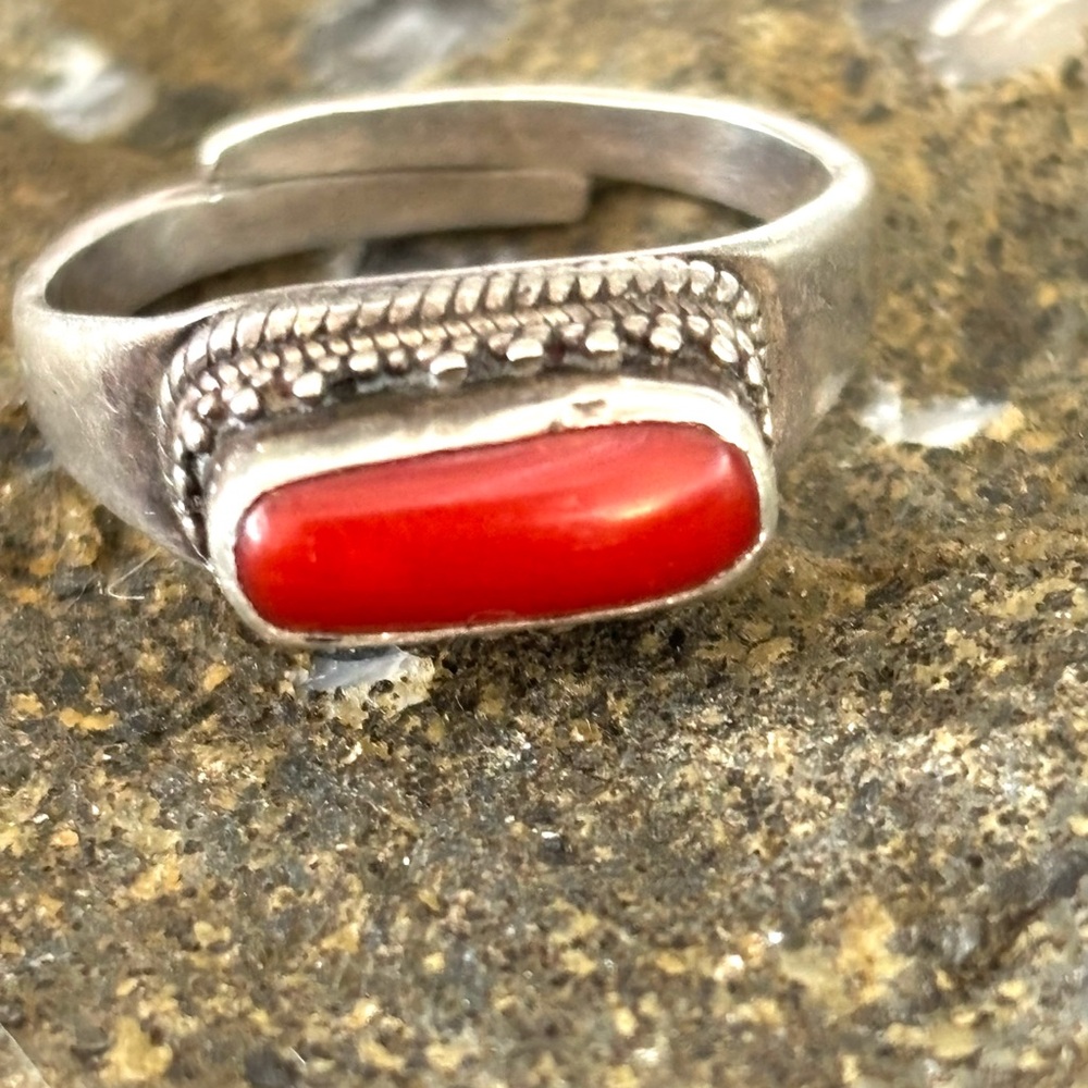 Silver Ring with Red Stone